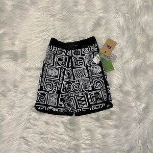 NEW QUIKSILVER Boys Everyday Scallop Size 4 Boardshort Swim Trunk Black White